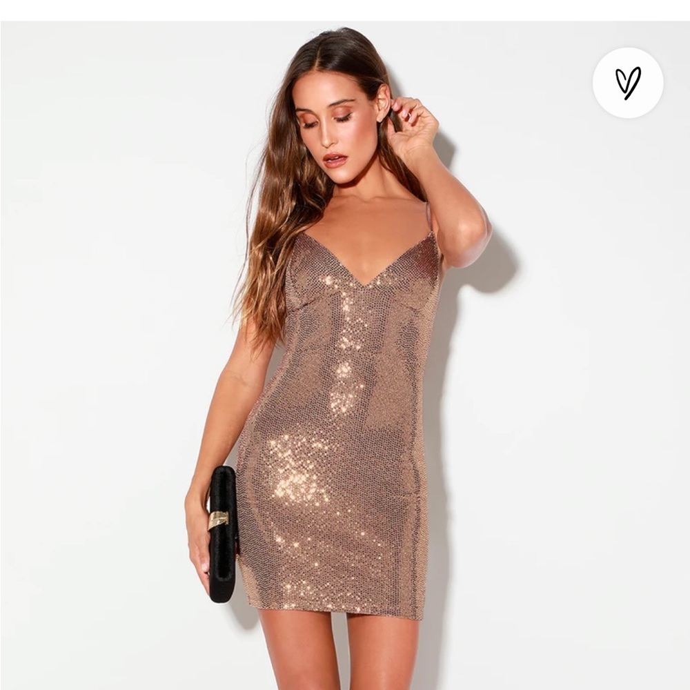 Perfect condition lulus Purple and Gold Sequin Bodycon Dress worn 1 x homecoming